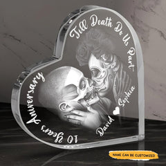 Till Death - Customized 10th Anniversary Gifts Couple Crystal Heart - Wonder Skull