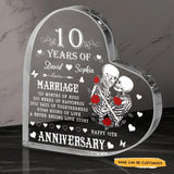 Time Line - Customized 10th Marriage Gifts Couple Crystal Heart - Wonder Skull