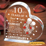 Time Line - Customized 10th Marriage Gifts Couple Crystal Heart - Wonder Skull