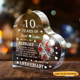 Time Line - Customized 10th Marriage Gifts Couple Crystal Heart - Wonder Skull