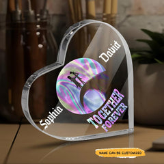 Together Forever - Customized Skull Couple Crystal Heart Anniversary Gifts - Wonder Skull