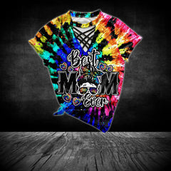 Tornado Effect Rainbow Skull Mom V-Neck Shirt and Wide Legs Pants - Wonder Skull