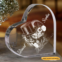 True Love - Customized Skull Couple Crystal Heart Anniversary Gifts - Wonder Skull