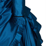 Victorian Gothic Vintage Dress, Elegant Ruffle Long Sleeves Wedding Wear For Women - Wonder Skull