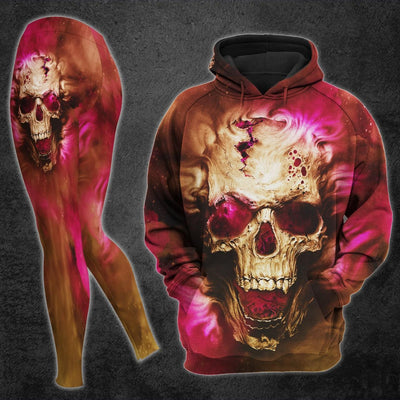 Vintage Ancient Skull Artwork Print Combo Hoodie And Leggings - Wonder Skull