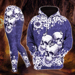 Violet Gothic Skull Artwork Combo Hoodie and Leggings - Wonder Skull