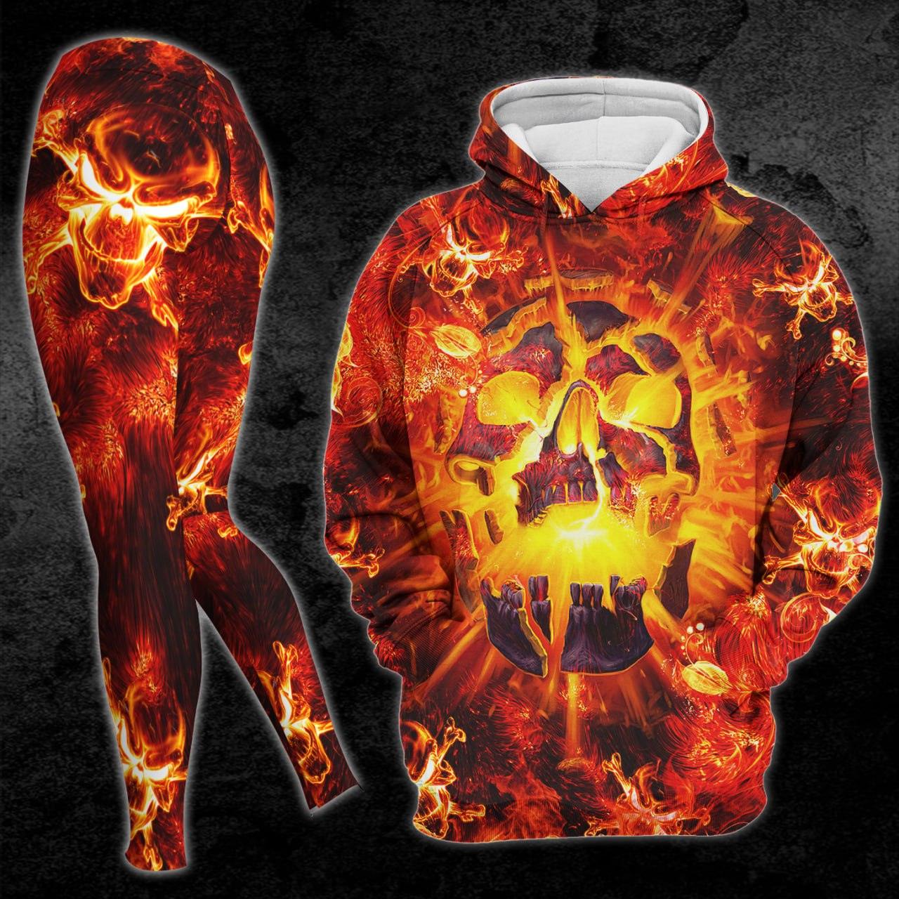 Volcano Skull Print Combo Hoodie and Leggings - Wonder Skull