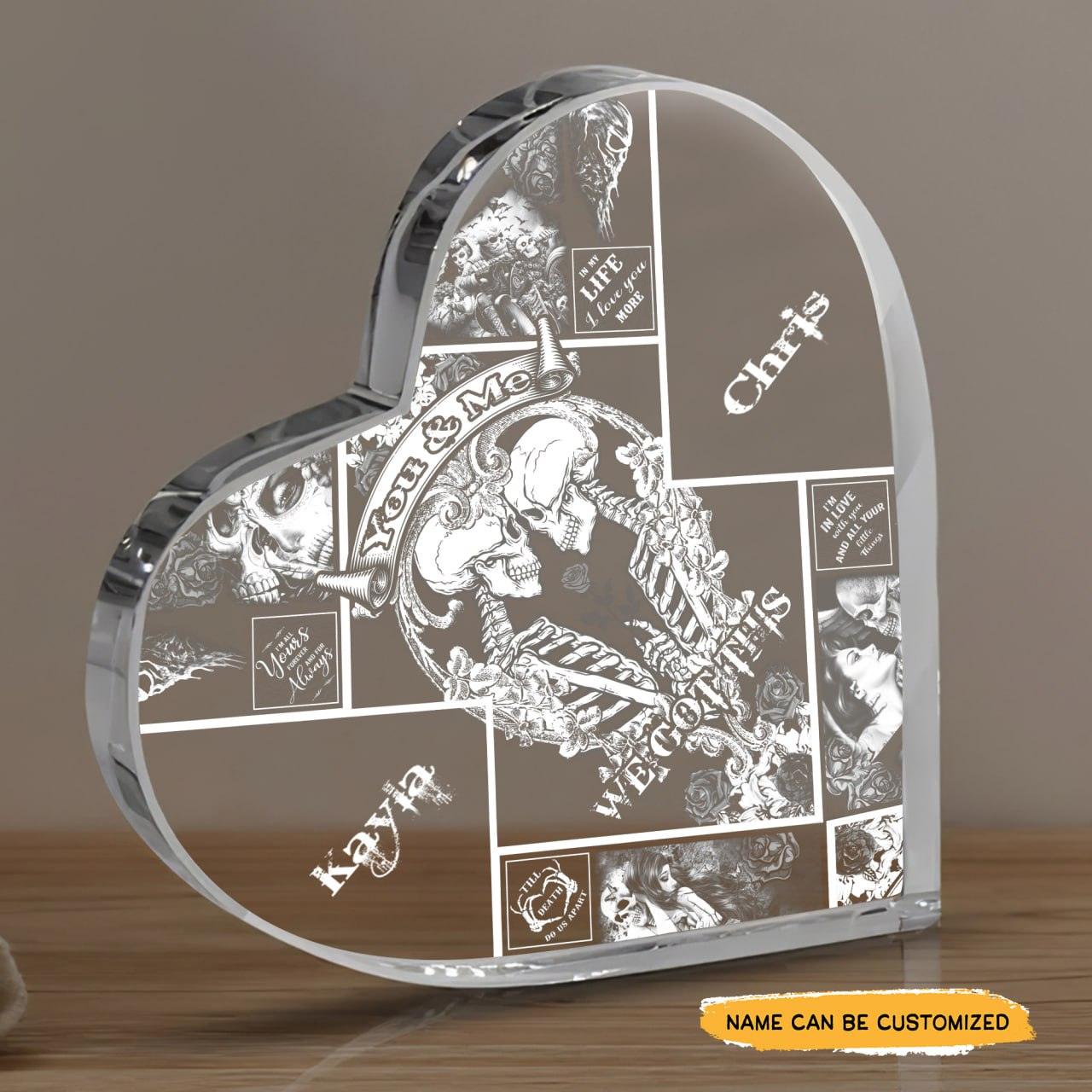 We Got This - Customized Skull Couple Crystal Heart Anniversary Gifts - Wonder Skull