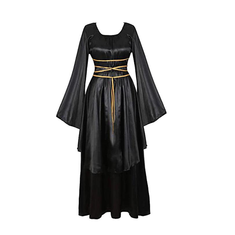 Witchy Goth Dress, Elegant Velvet Long Sleeve Costume For Women - Wonder Skull
