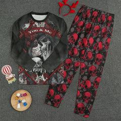 You And Me Skull Love Pajamas Couple Set - Wonder Skull