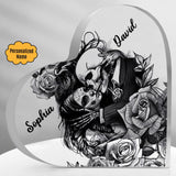 You are mine - Customized Skull Couple Crystal Heart Anniversary Gifts - Wonder Skull