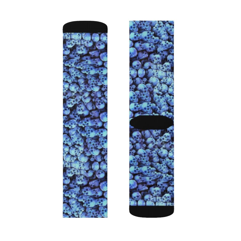 Cyan Skull Pattern Sublimation Socks - Wonder Skull