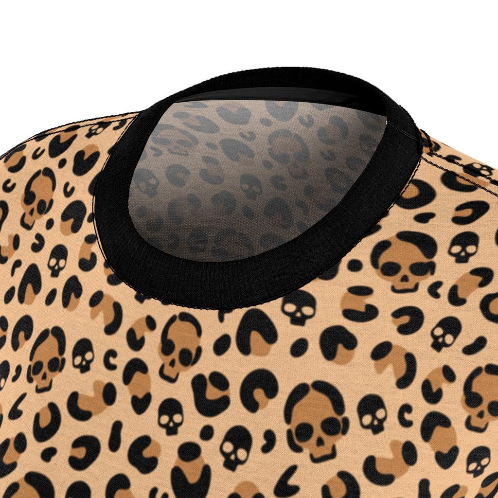 Leopard Skin Texture Skull All Over Print T-shirt For Women - Wonder Skull