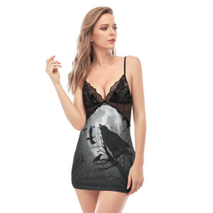 Moon Raven Lace Chemise Nightgown, Sexy Night Dress - Wonder Skull