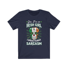 Funny Irish Girl Speaks Sarcasm Skull T-Shirt - Wonder Skull