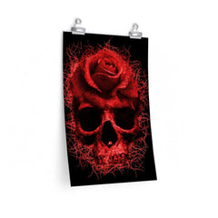 Red Skull Rose Art Premium Matte Vertical Posters - Wonder Skull