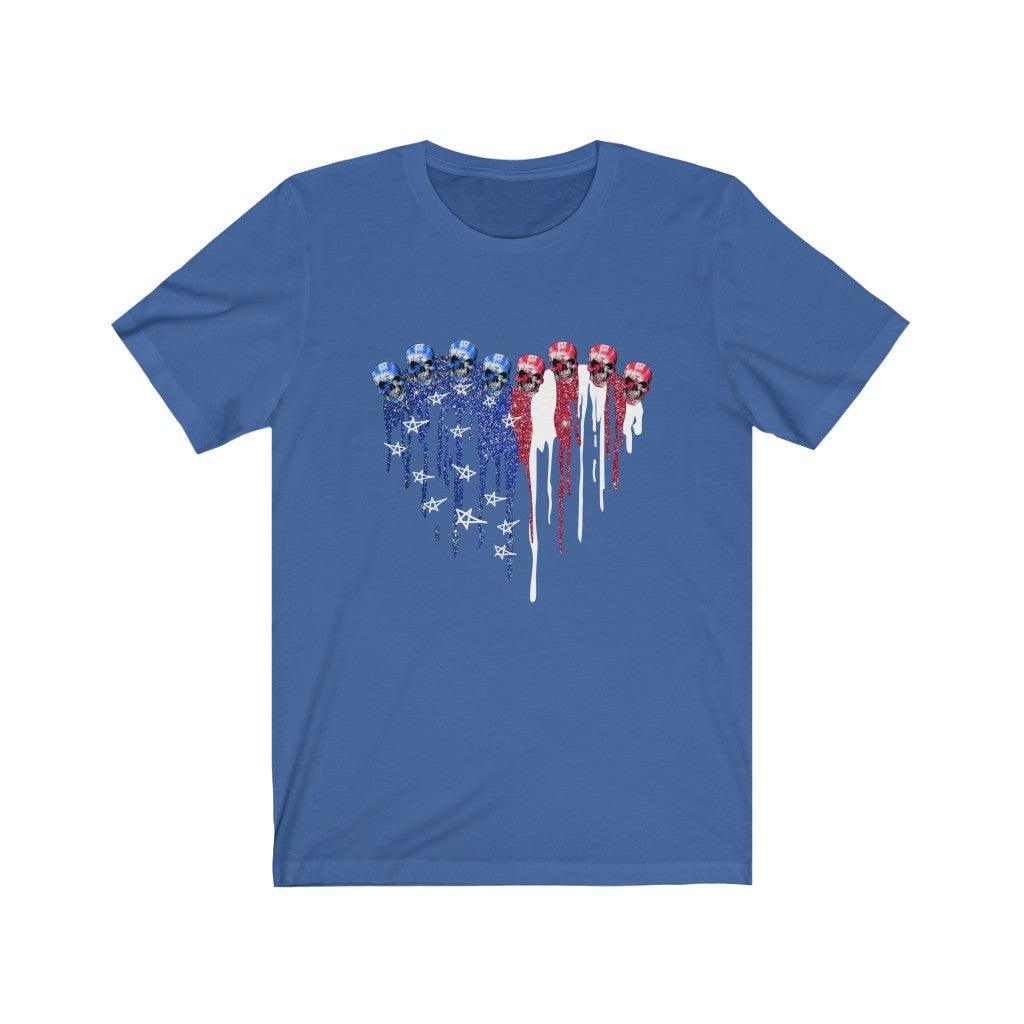 Heart America Flag Skull T-shirt - Wonder Skull