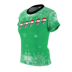 Christmas Skull Green Patterns All Over Print T-shirt For Women - Wonder Skull