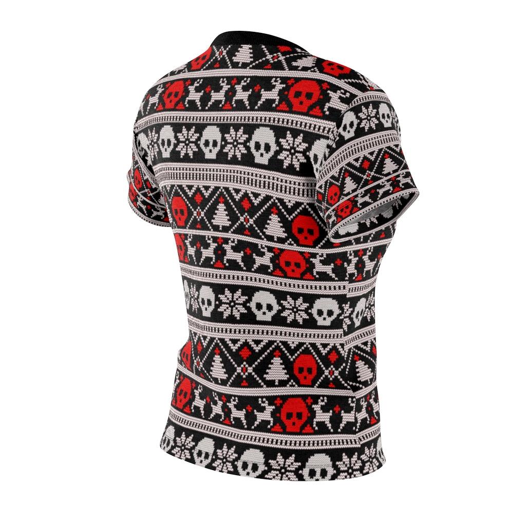 Ugly Christmas Skull Reindeer All Over Print T-shirt For Women - Wonder Skull