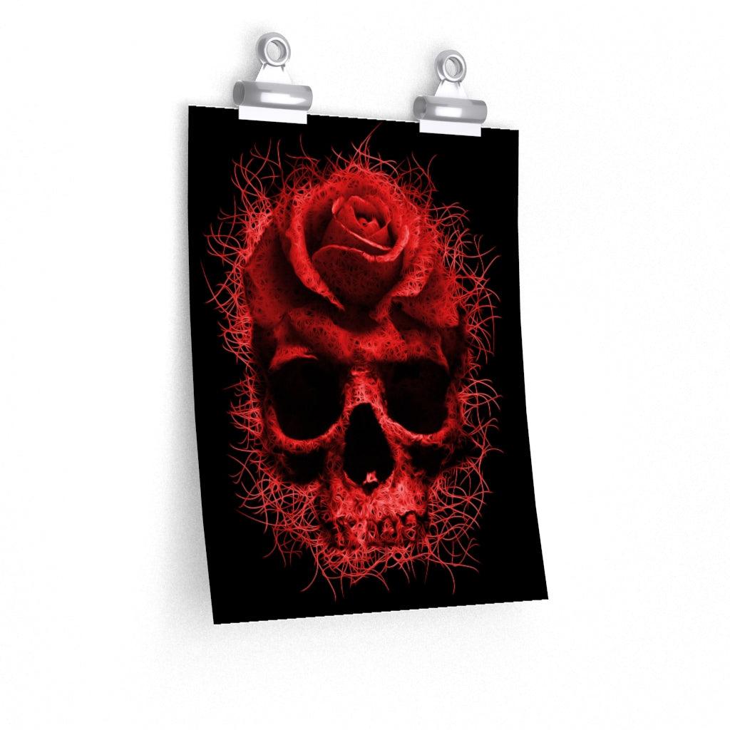 Red Skull Rose Art Premium Matte Vertical Posters - Wonder Skull