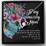 To My Amazing Mom 2 Forever Love Necklace with Mahogany Style Wooden Box - Wonder Skull