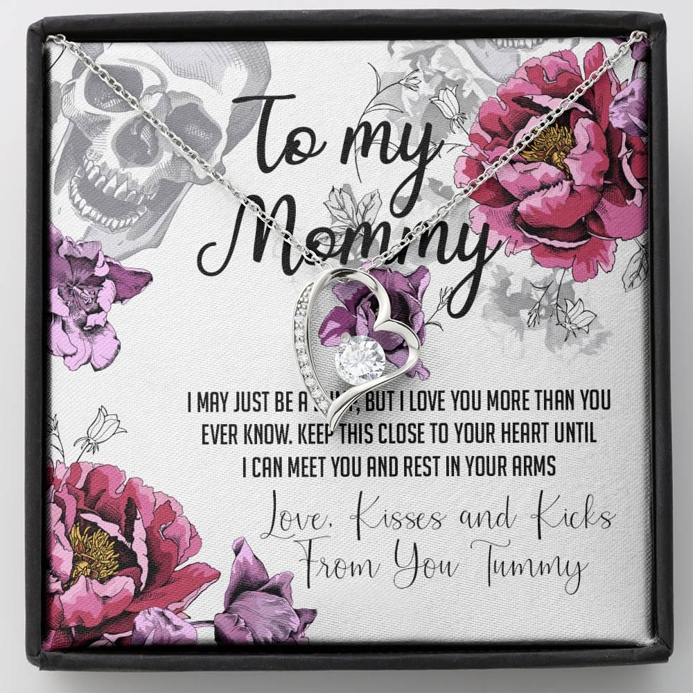 To My Mommy Forever Love Necklace with Mahogany Style Wooden Box - Wonder Skull