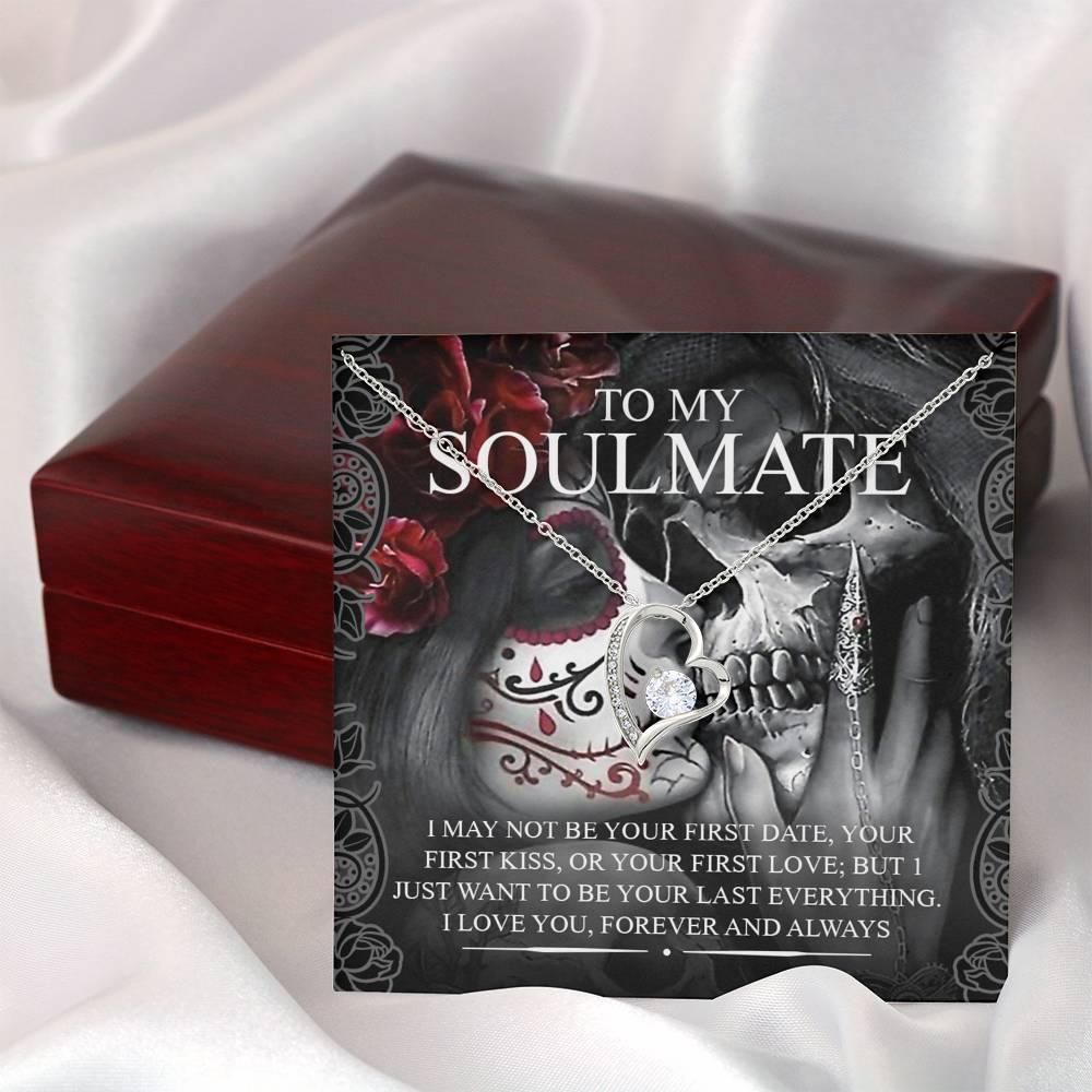 To My Soulmate Forever Love Necklace with Mahogany Style Wooden Box - Wonder Skull