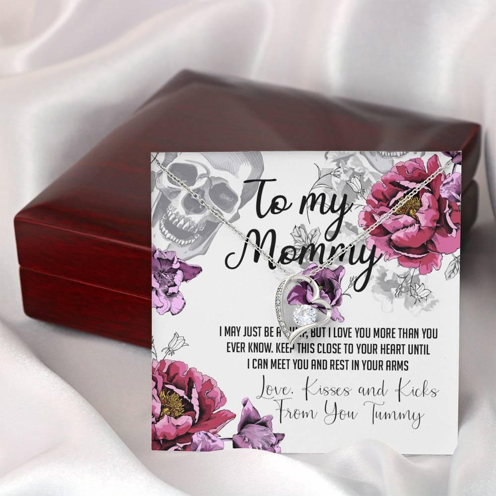 To My Mommy Forever Love Necklace with Mahogany Style Wooden Box - Wonder Skull