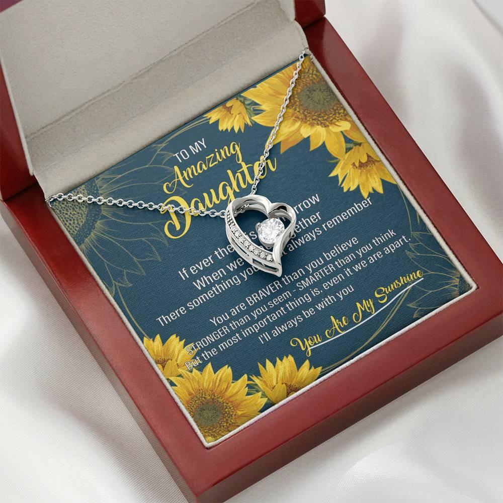 To My Amazing Daughter Forever Love Necklace with Mahogany Style Wooden Box - Wonder Skull