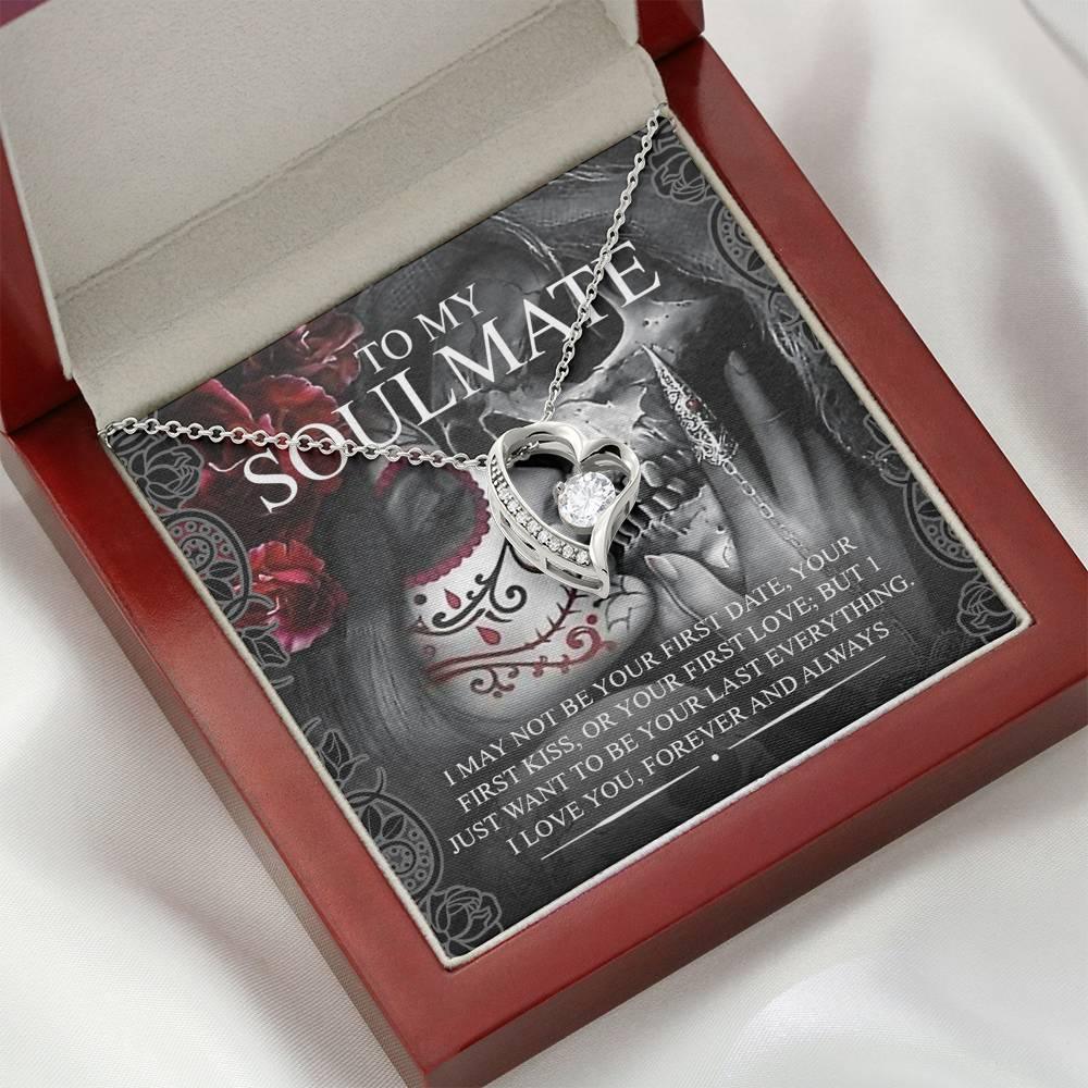 To My Soulmate Forever Love Necklace with Mahogany Style Wooden Box - Wonder Skull