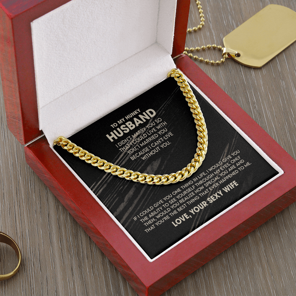 To My Hunky Husband - Cuban Link Chain Necklace - Wonder Skull