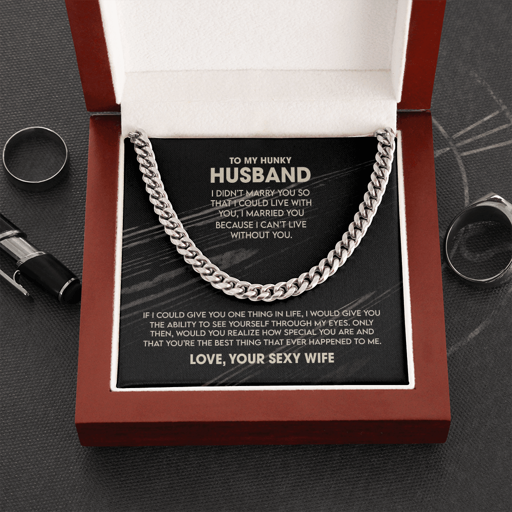 To My Hunky Husband - Cuban Link Chain Necklace - Wonder Skull