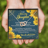 To My Amazing Daughter Interlocking Hearts with Mahogany Style Luxury Box & POD Message Card - Wonder Skull