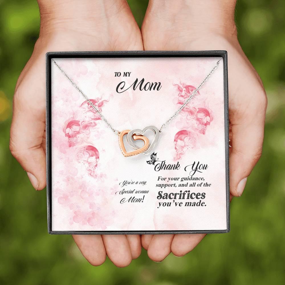 Mom Thanks For Your Sacrifices Interlocking Hearts Necklace - Wonder Skull