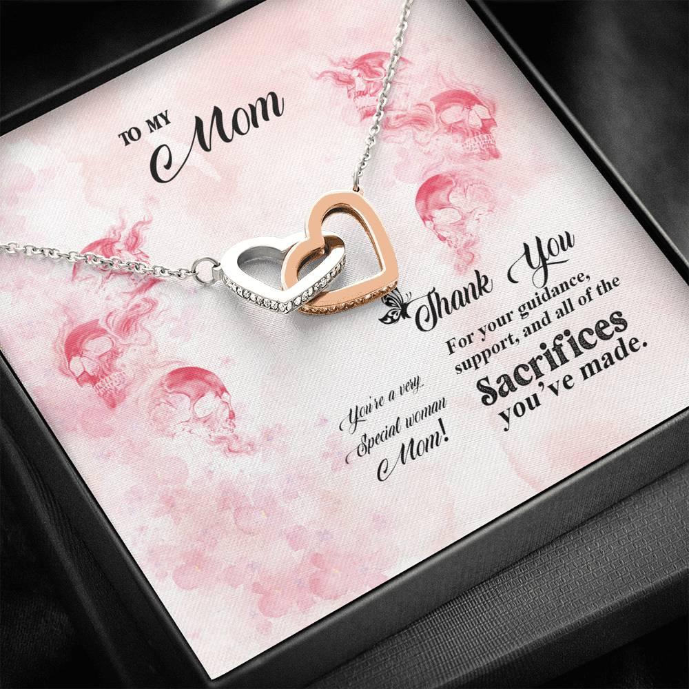 Mom Thanks For Your Sacrifices Interlocking Hearts Necklace - Wonder Skull