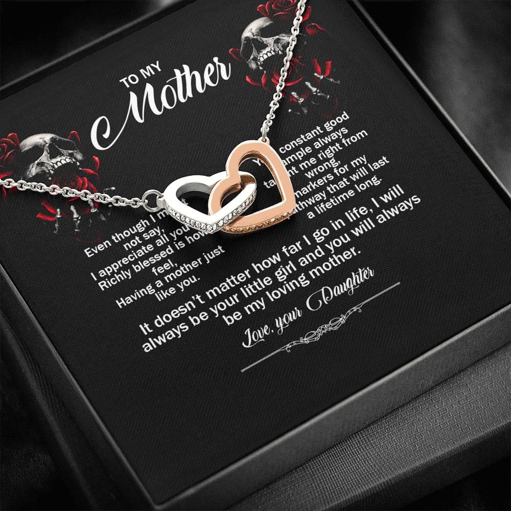 To My Loving Mother Interlocking Hearts Necklace - Wonder Skull
