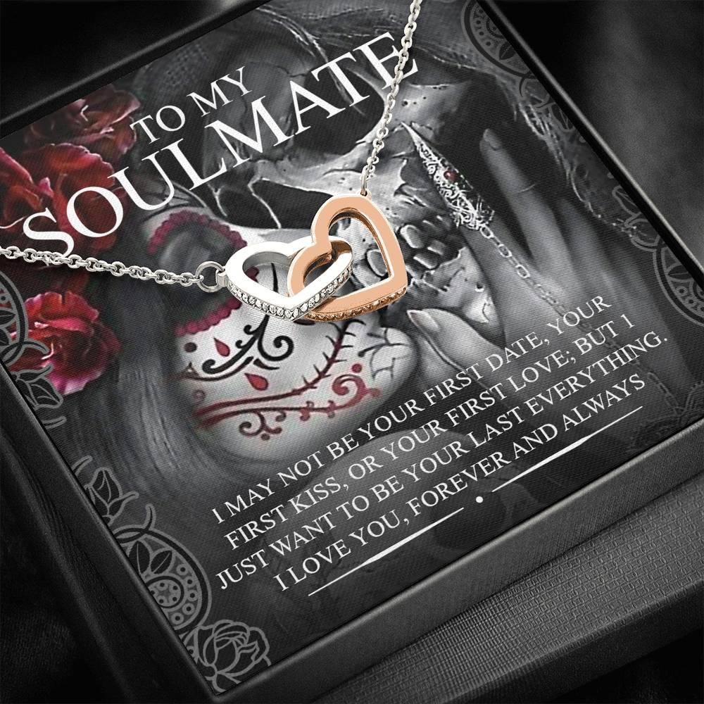 To My Soulmate Interlocking Hearts with Mahogany Style Luxury Box & POD Message Card - Wonder Skull