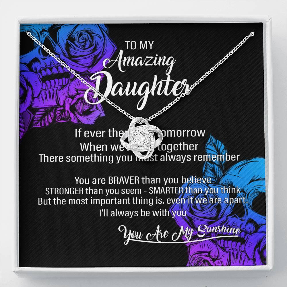 To My Amazing Daughter Love Knot with Mahogany Style Luxury Box & POD Message Card - Wonder Skull
