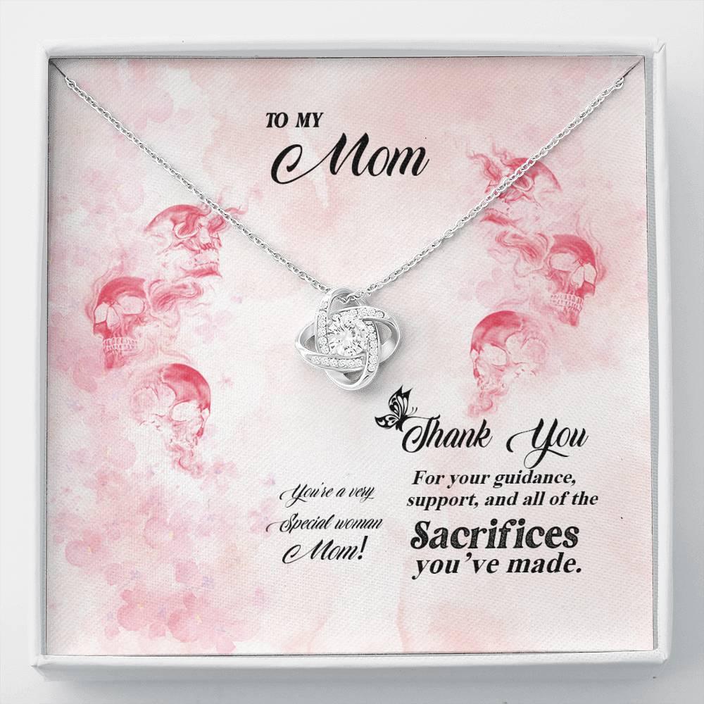 Mom Thanks For Your Sacrifices Love Knot Necklace - Wonder Skull