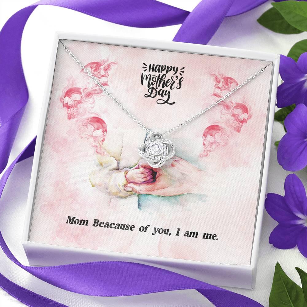 Happy Mother Day 1 Skull Water Color Love Knot Necklace - Wonder Skull