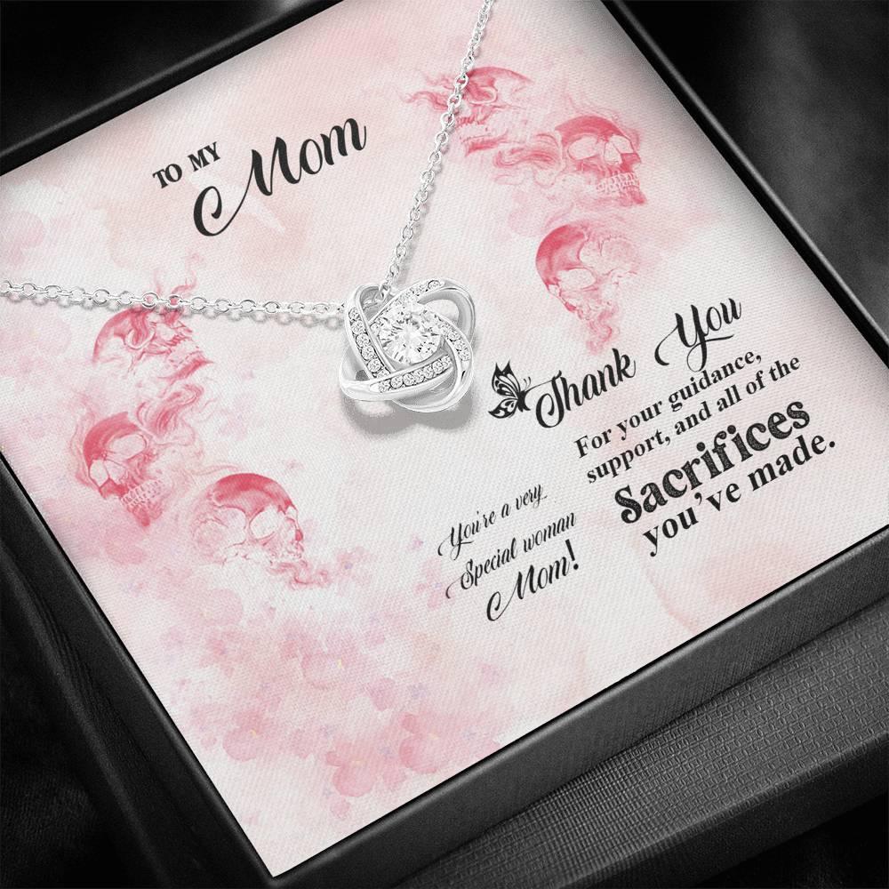 Mom Thanks For Your Sacrifices Love Knot Necklace - Wonder Skull