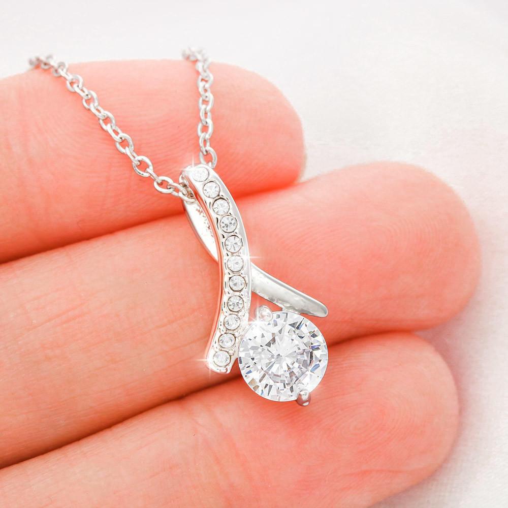 To My Wife Alluring Beauty Necklace with Mahogany Style Luxury Box & POD Message Card - Wonder Skull