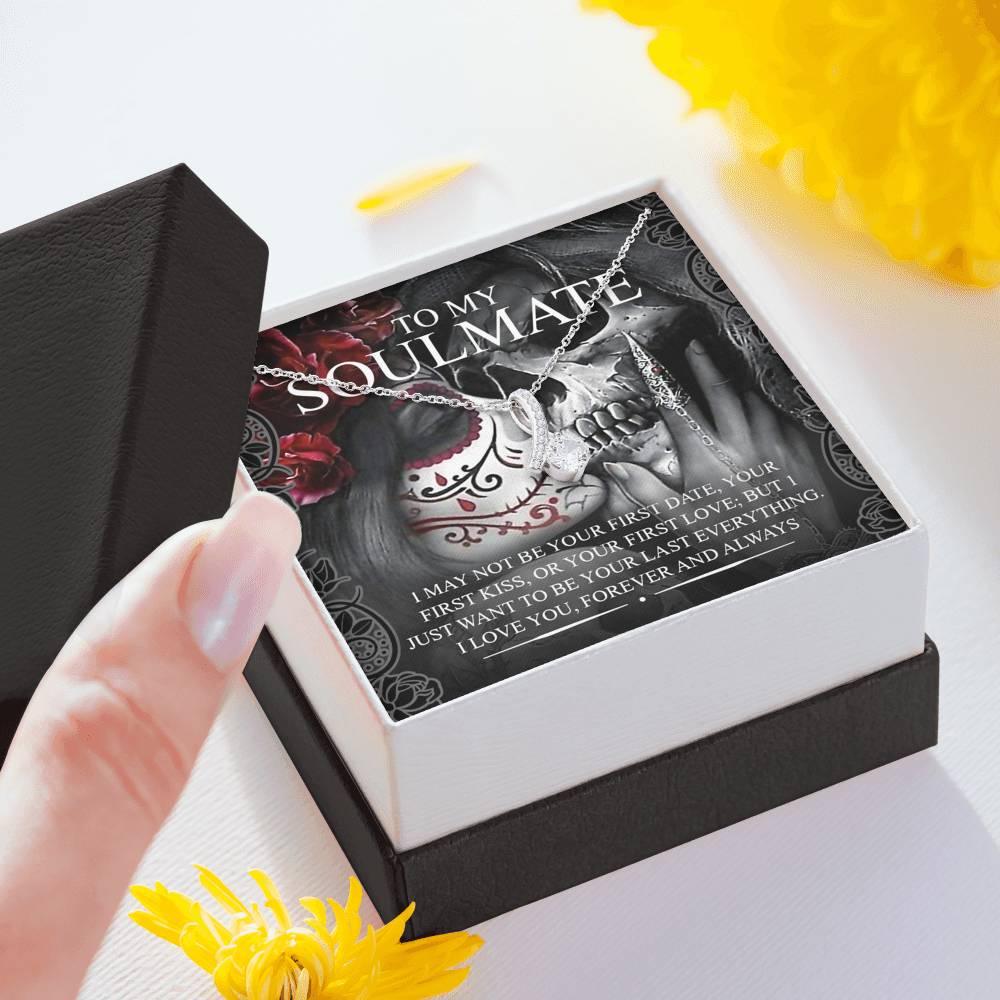 To My Soulmate Alluring Beauty Necklace with Mahogany Style Luxury Box & POD Message Card - Wonder Skull