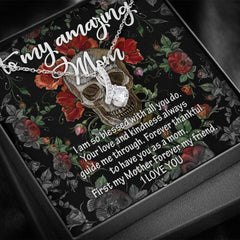 To My Amazing Mom Alluring Beauty Necklace with Mahogany Style Luxury Box & POD Message Card - Wonder Skull