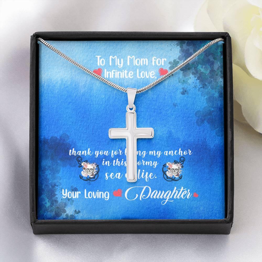 To My Mom For Infinite Love Artisan Crafted Cross Necklace - Wonder Skull