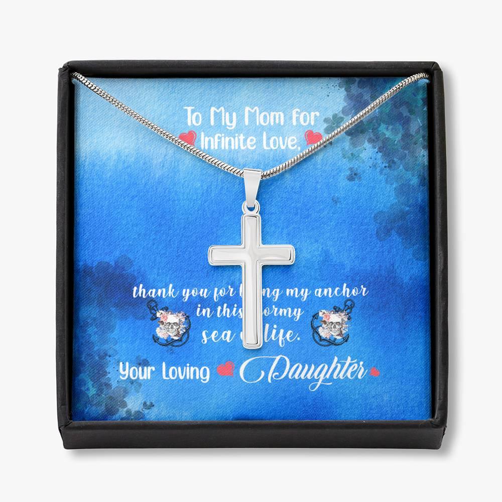 To My Mom For Infinite Love Artisan Crafted Cross Necklace - Wonder Skull