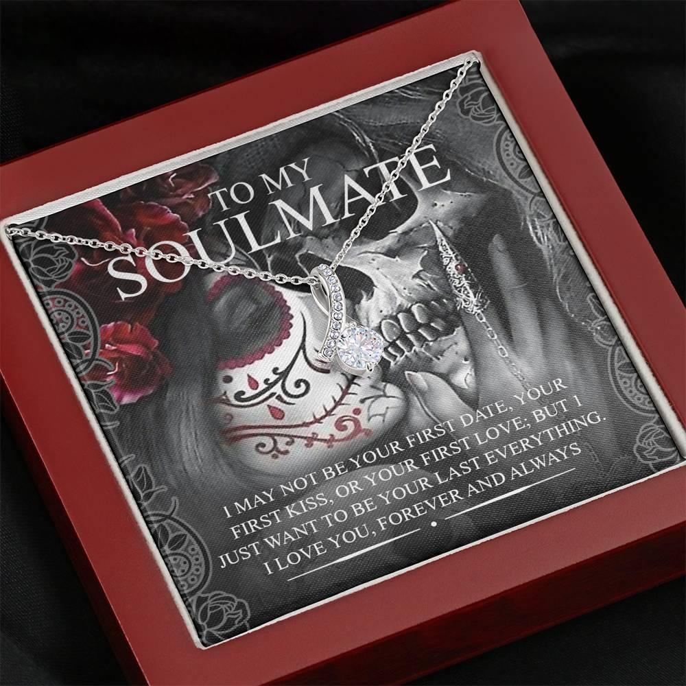 To My Soulmate Alluring Beauty Necklace with Mahogany Style Luxury Box & POD Message Card - Wonder Skull