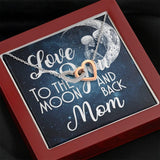 Love You To The Moon And Back Mom Interlocking Hearts with Mahogany Style Luxury Box & POD Message Card - Wonder Skull