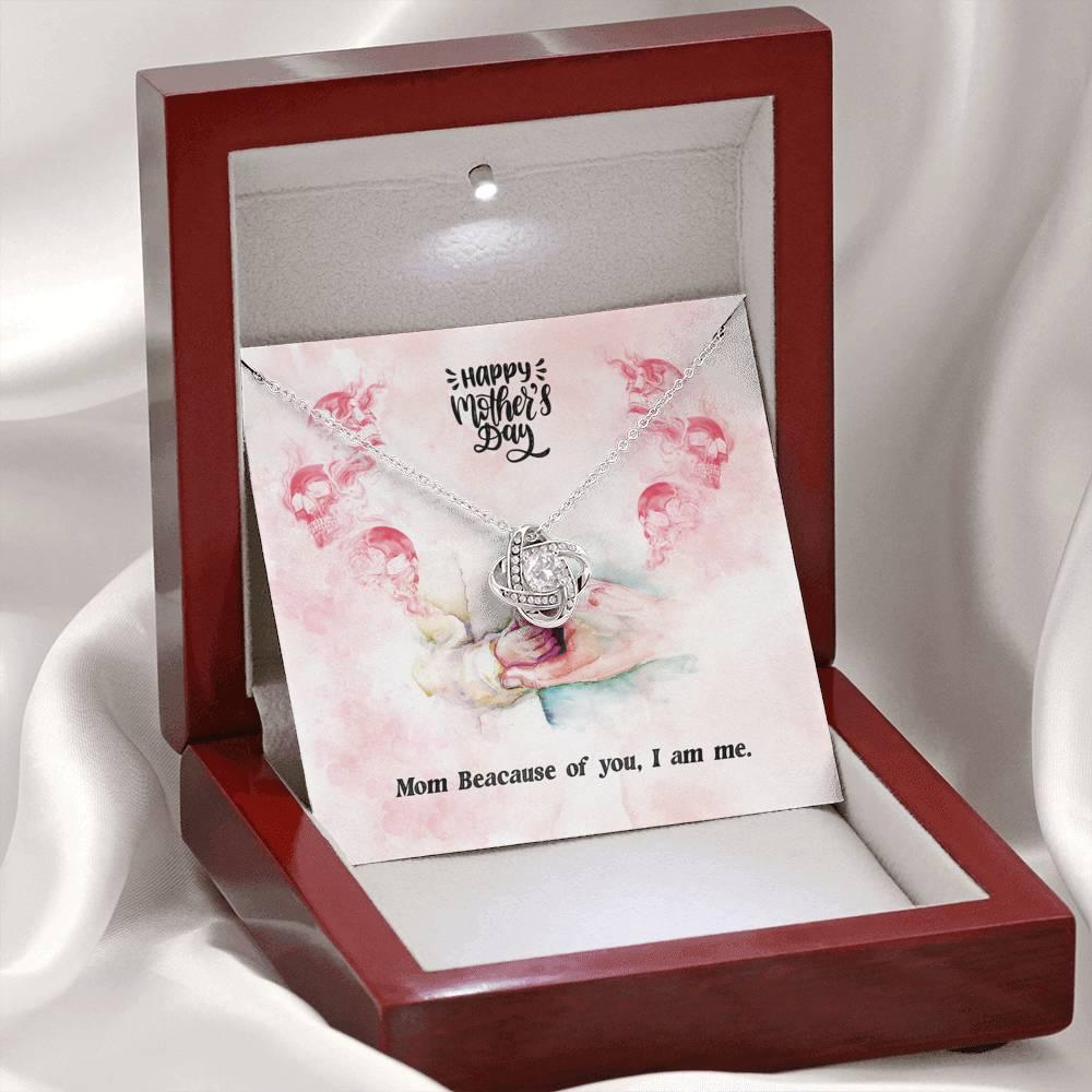 Happy Mother Day 1 Skull Water Color Love Knot Necklace - Wonder Skull