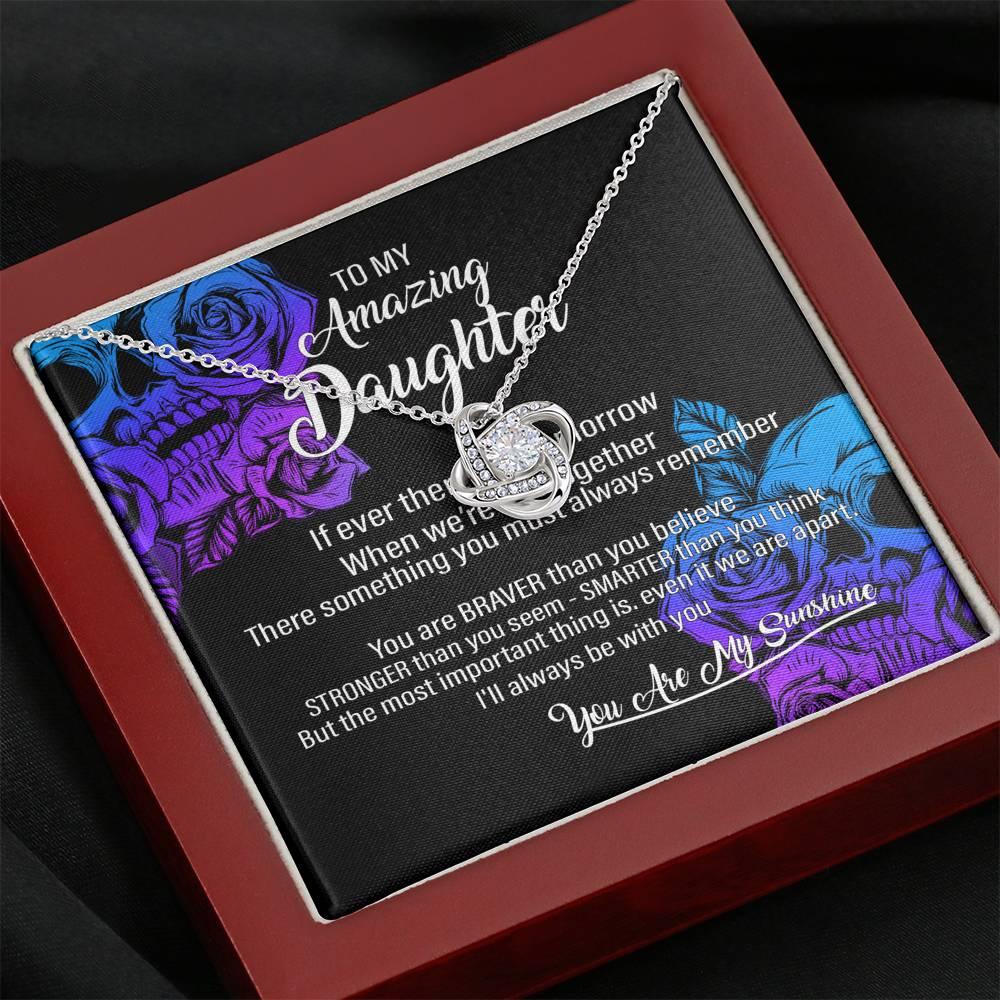 To My Amazing Daughter Love Knot with Mahogany Style Luxury Box & POD Message Card - Wonder Skull